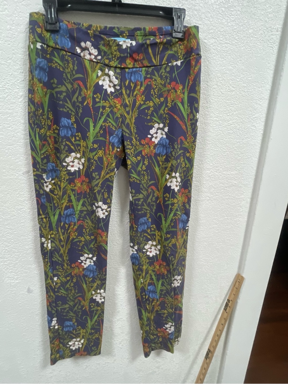 Floral Print Navy Stretch Trousers